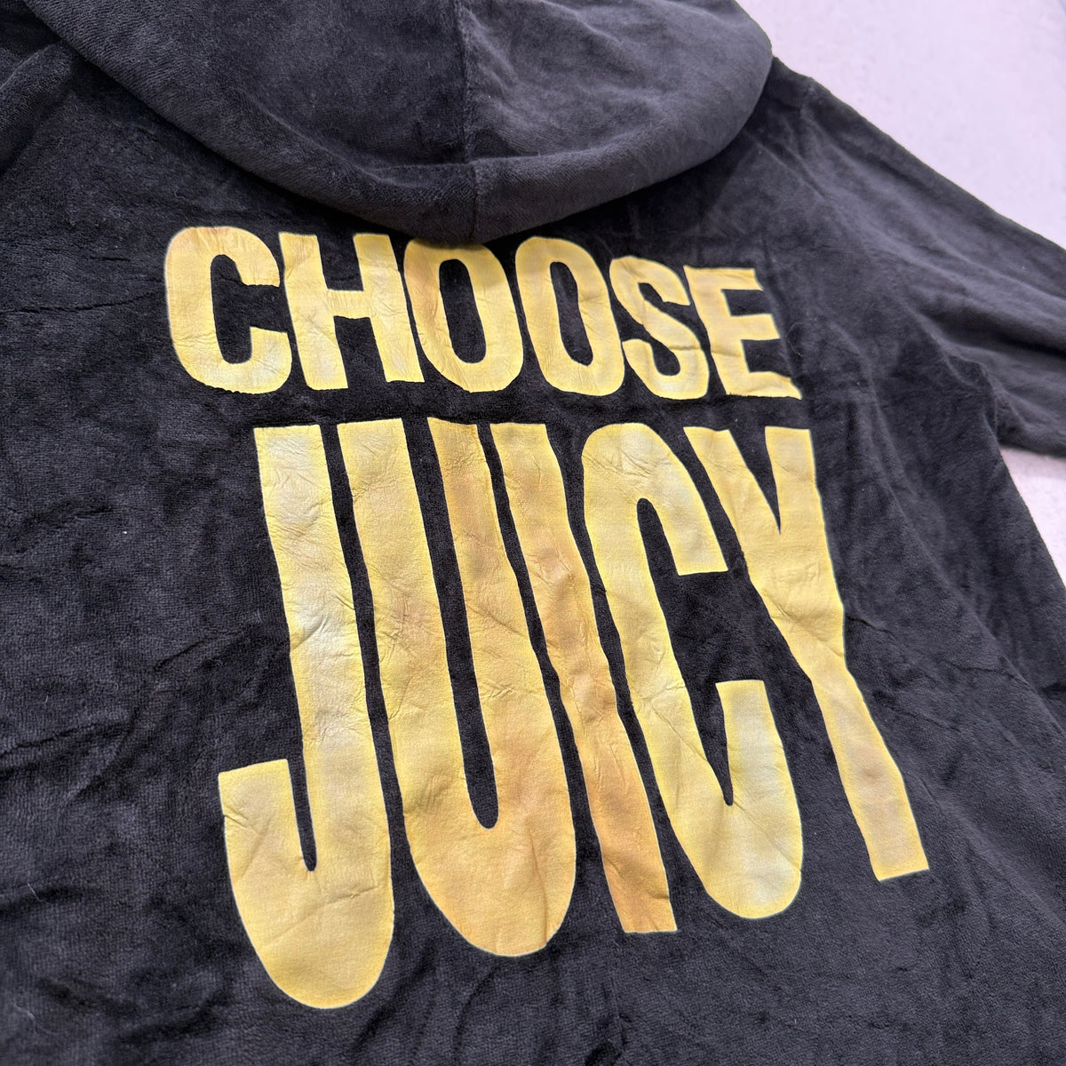 Juicy Couture Choose Juicy Women's Black Velour Tracksuit Set Hoodie & Pant - M
