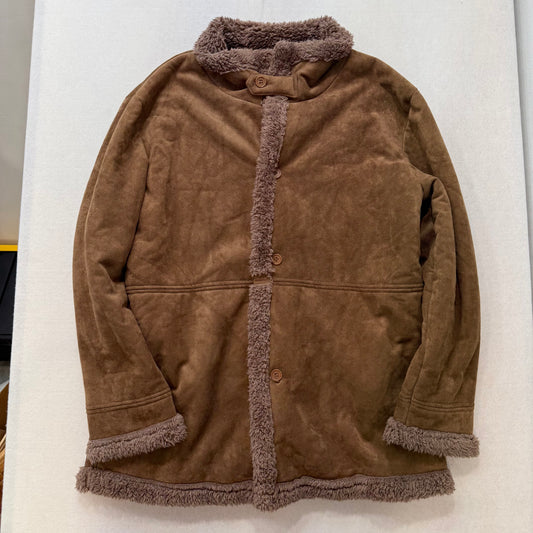 Vintage Brown Jacket with Textured Collar and Hem Trim - Clean Curriculums