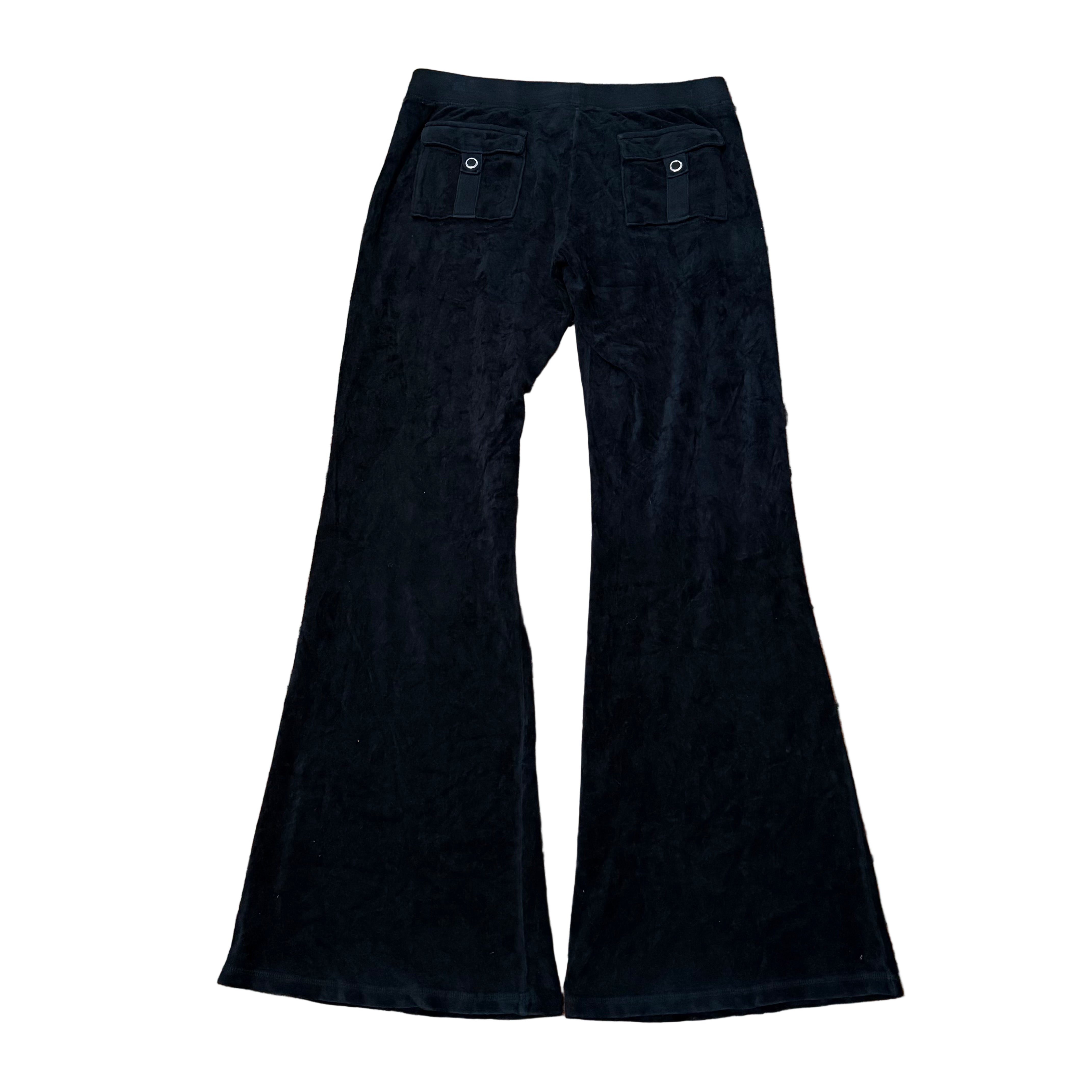 Vintage Juicy Couture Black Velour Flare Pants Size M
