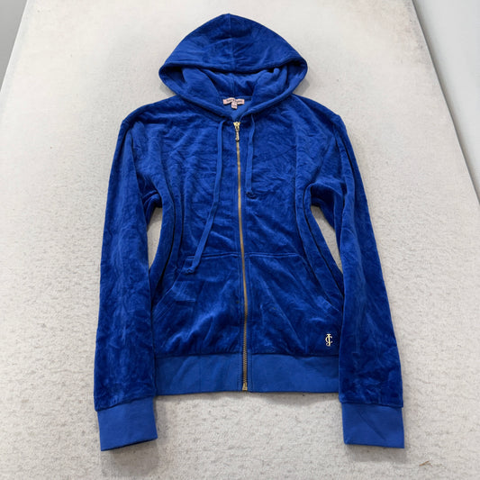 Juicy Couture Juicy American Princess Women's Blue Velour Zip-Up Hoodie Size S