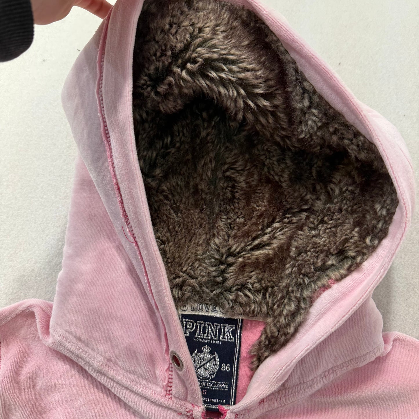 PINK by Victoria's Secret Women's Pink Full Zip Hoodie Sequins Graphic Size L
