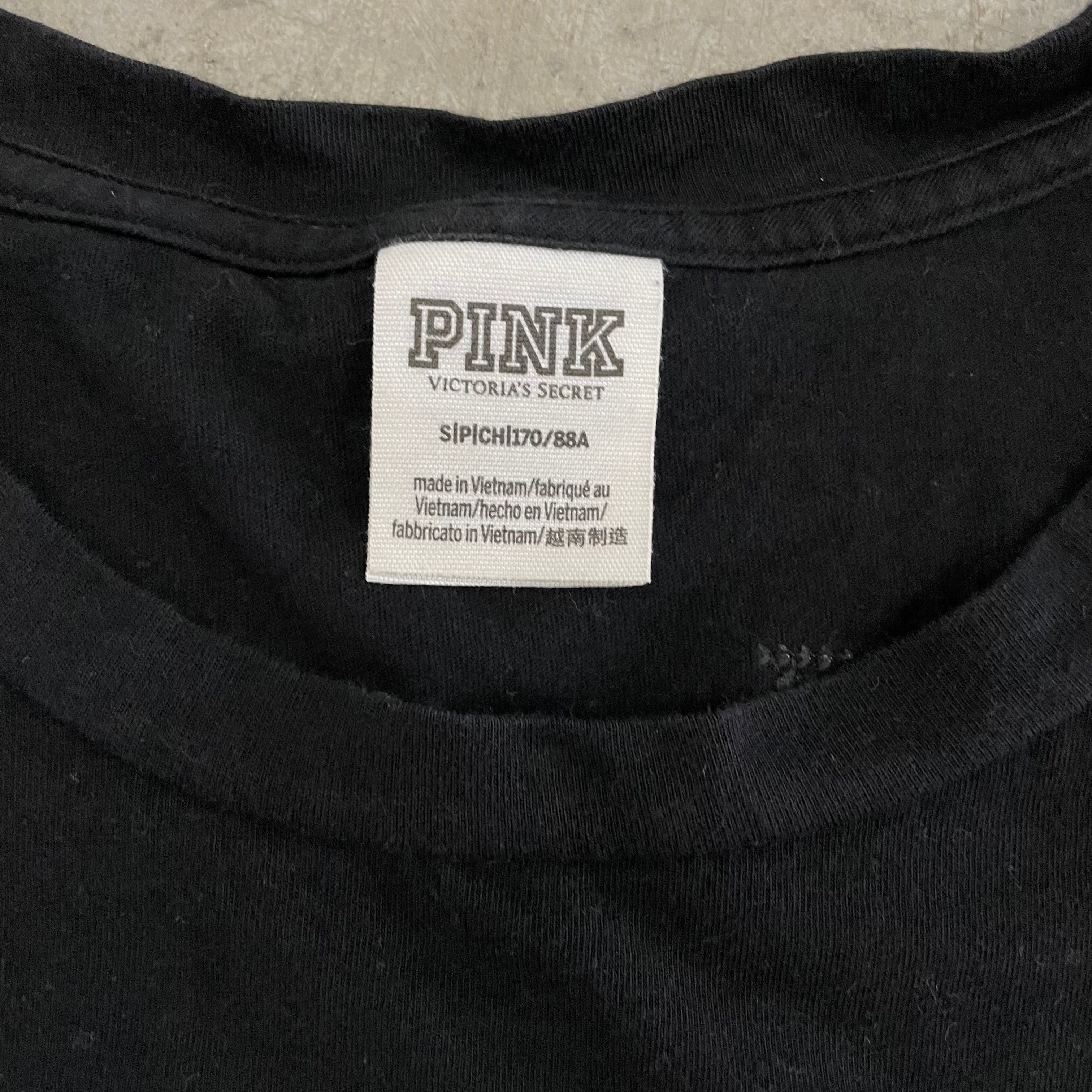 Vintage Victoria’s Secret PINK Black Contrast Tee with Sequin Back Logo Size S