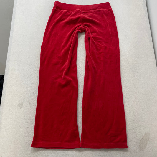 Juicy Couture Women's Red Velour Flared Track Pant Loungewear Preppy Y2K Size M