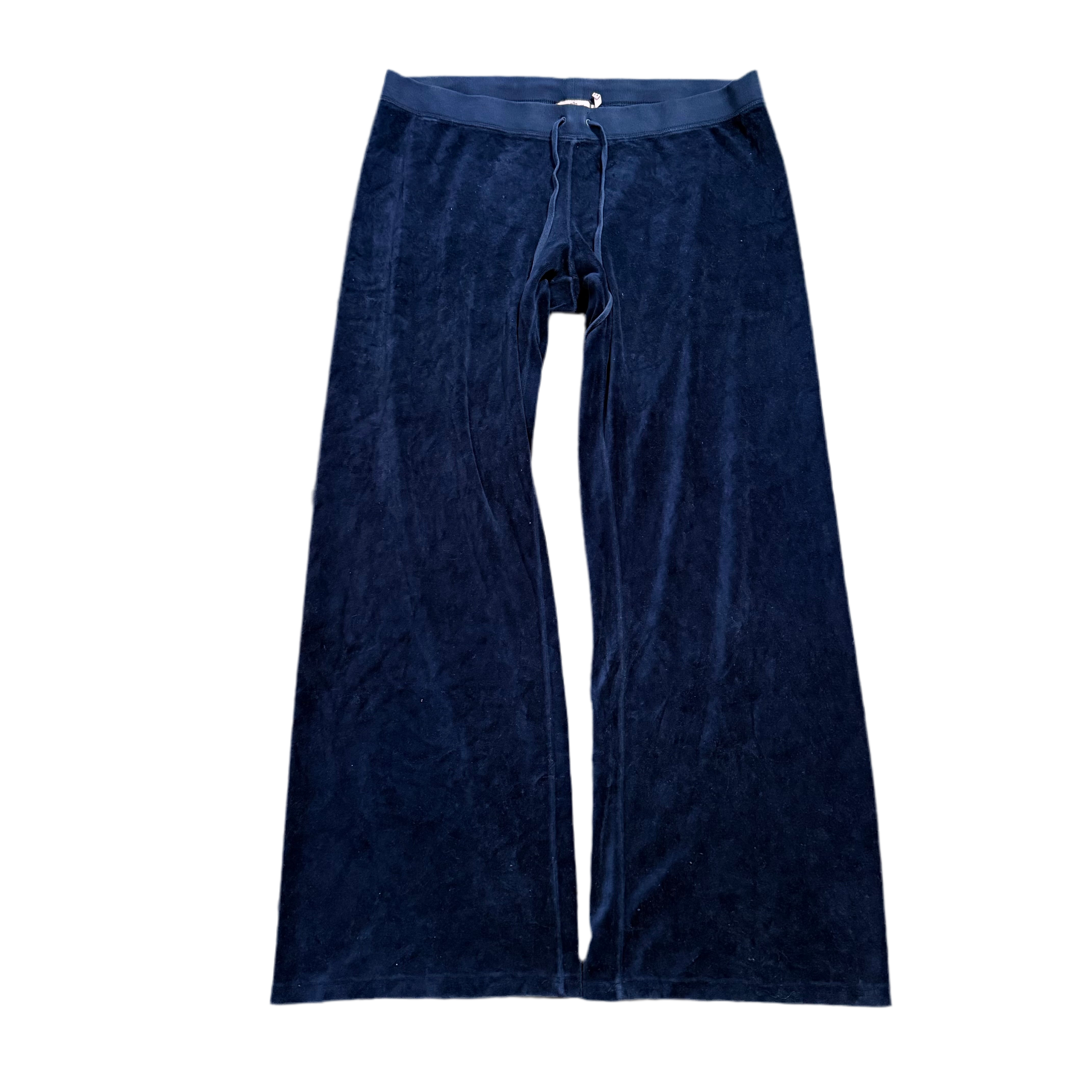 Vintage Juicy Couture Navy Velour Flared Pants Size XL