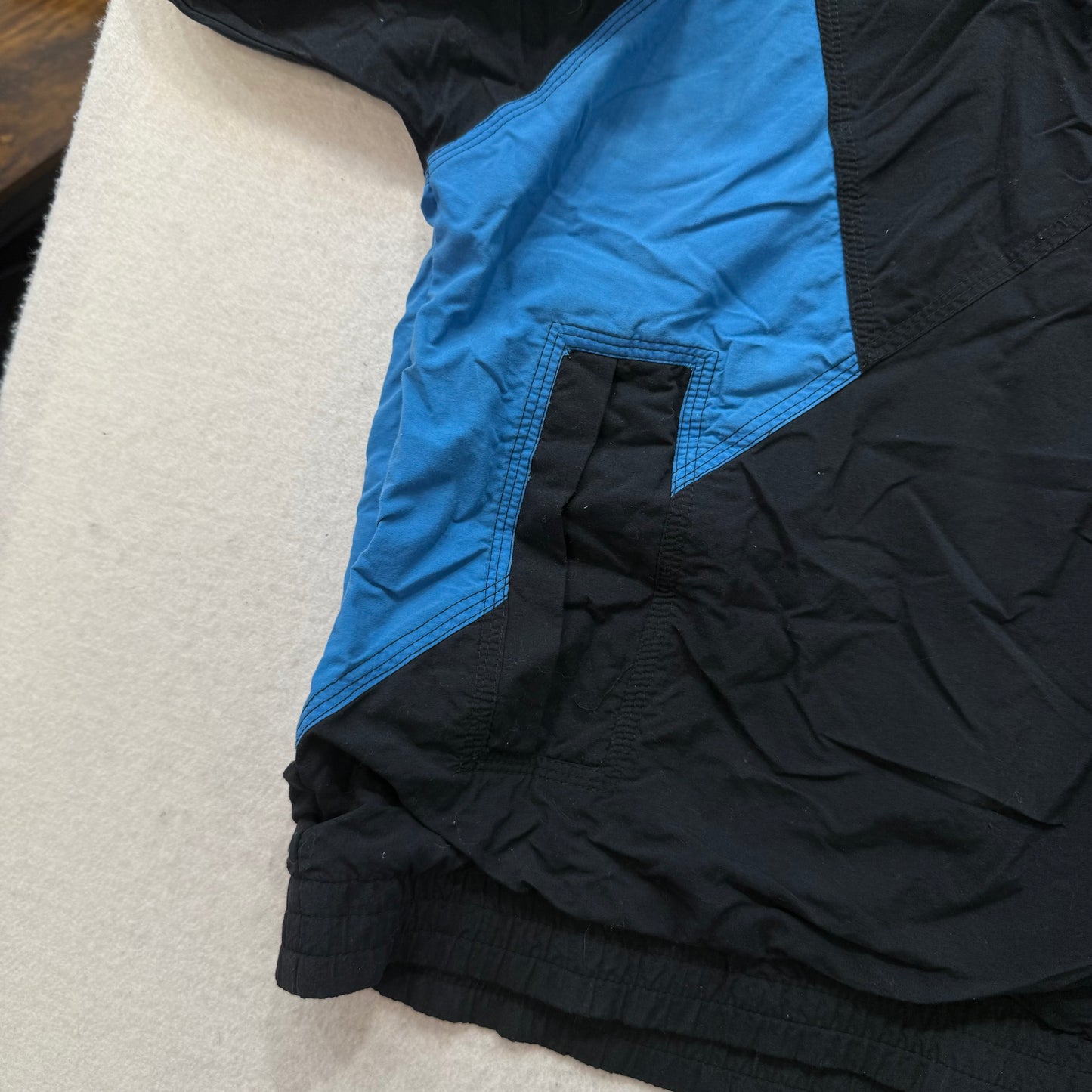Nike Men Black Blue Polyester Blend Zip Up Windbreaker Jacket Swoosh Logo Size L