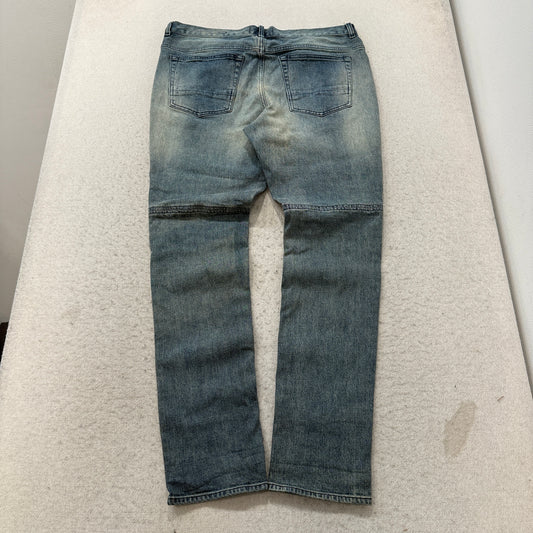 PacSun Stacked Skinny Moto Jeans Men's Blue Light Wash Ribbed Knee Size 34x32 photo 2