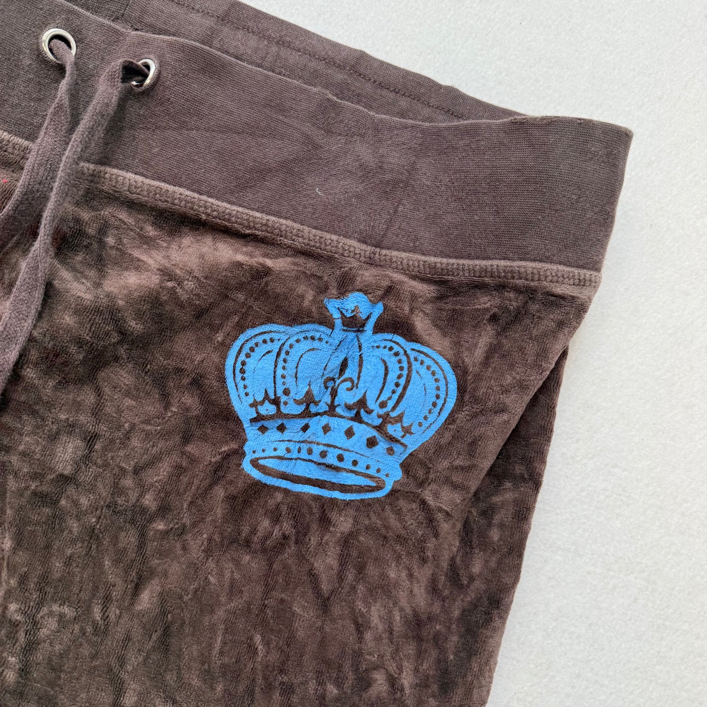 Vintage Juicy Couture Women's Brown Velour Flared Track Pant Crown Logo Size L