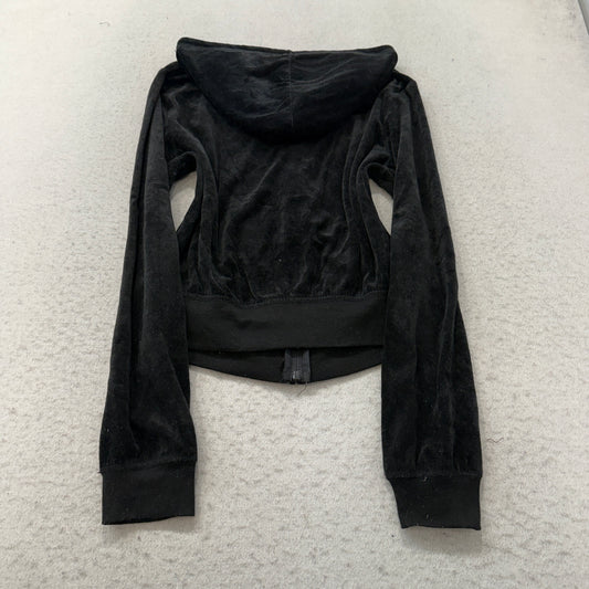 Vintage Juicy Couture Women's Black Zip-Up Hoodie Pockets Classic Y2K Size L