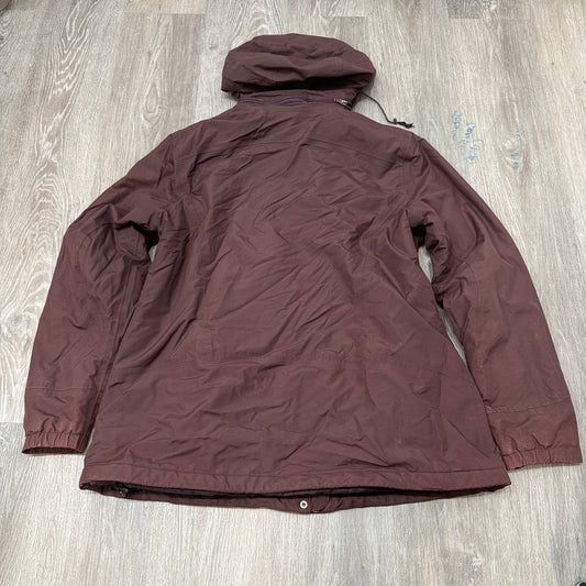 Eddie Bauer Women's Brown WeatherEdge Hooded Rain Jacket Windbreaker Pocket - XL