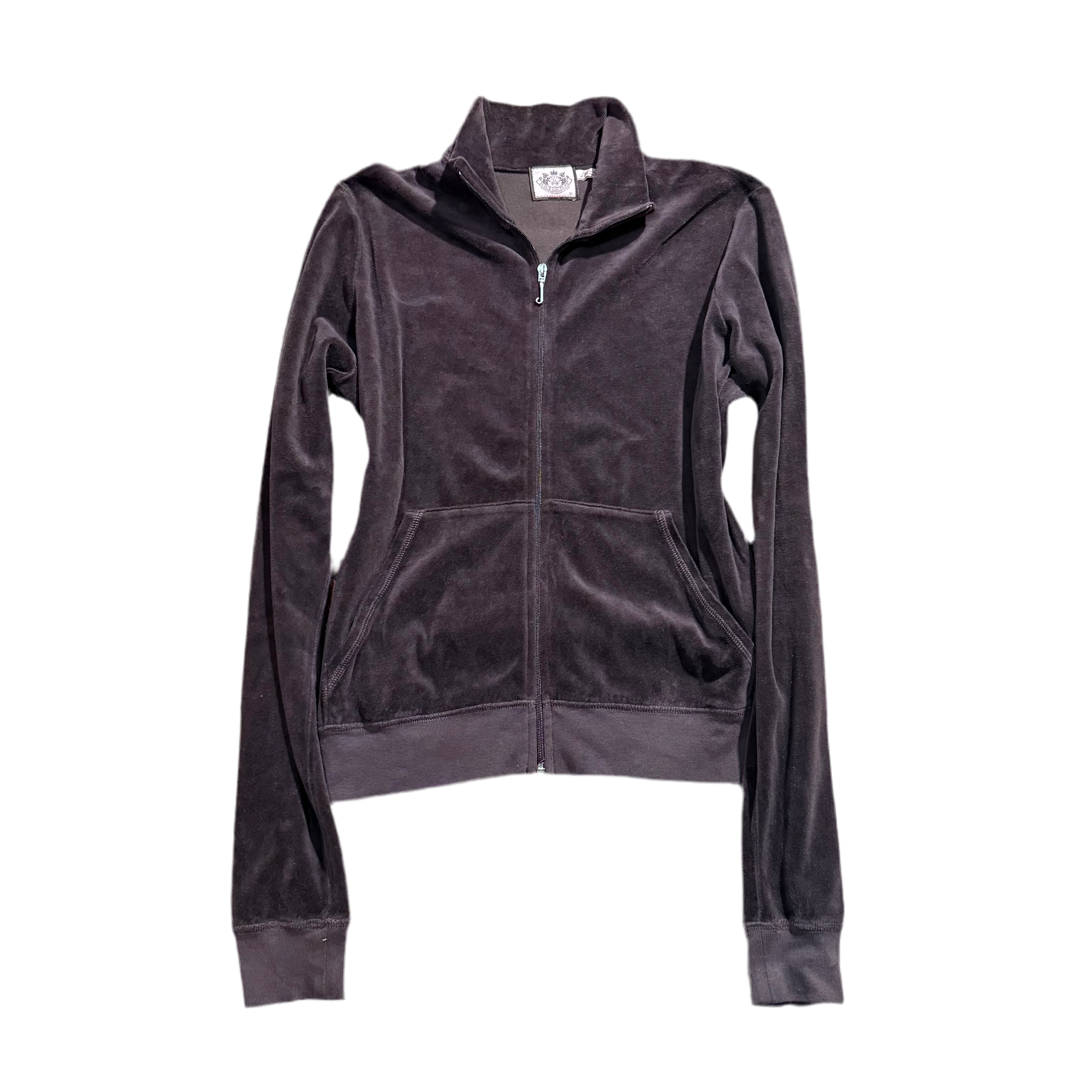Vintage Juicy Couture “Juicy Heiress” Brown Velour Chandelier Back Zip Hoodie Size XL