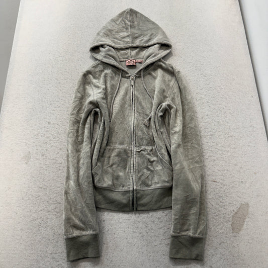 Juicy Couture Cupcake Couture Women's Grey Velour Zip-Up Hoodie Pockets Size XL