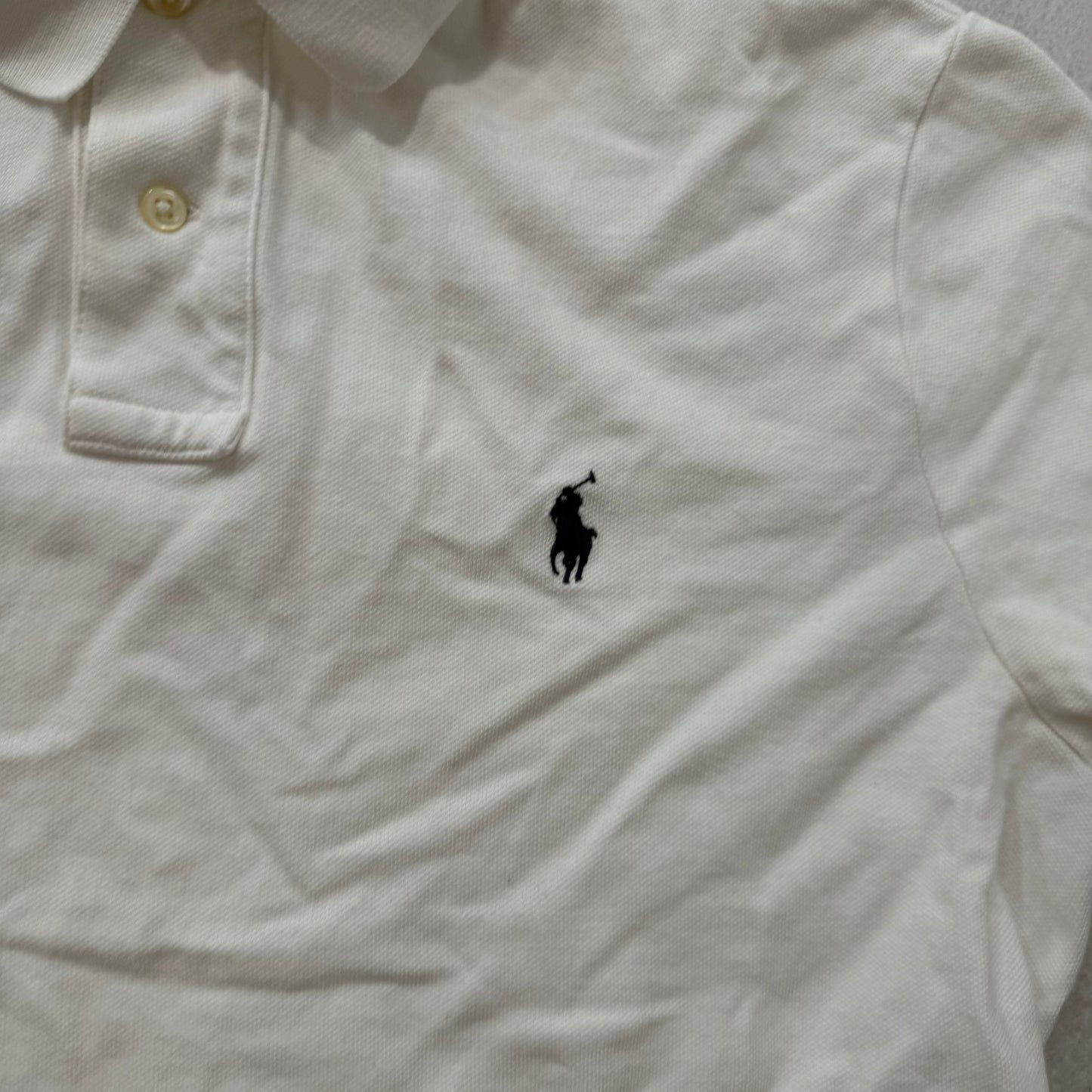 Polo Ralph Lauren Men's White Cotton Slim Fit Polo Shirt Short Sleeves Size L