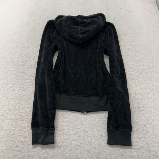 Vintage Juicy Couture Women's Black Zip-Up Hoodie Pockets Classic Y2K Size S