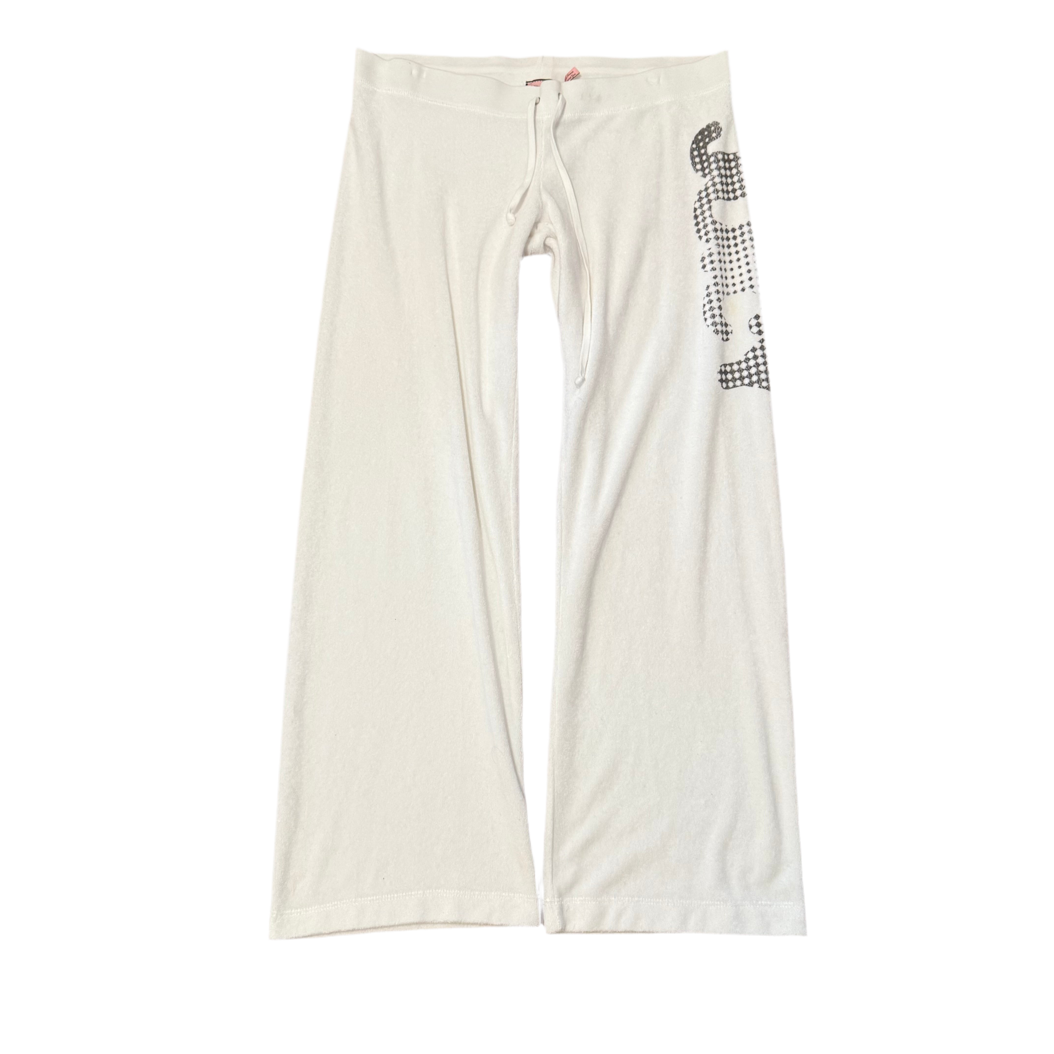 Vintage Juicy Couture White Terry Cloth Wide Leg Pants Size M