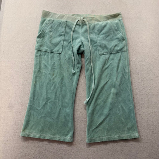 Juicy Couture Womens Seafoam Green Terrycloth Capri Pant Snap Flap Pocket Size M