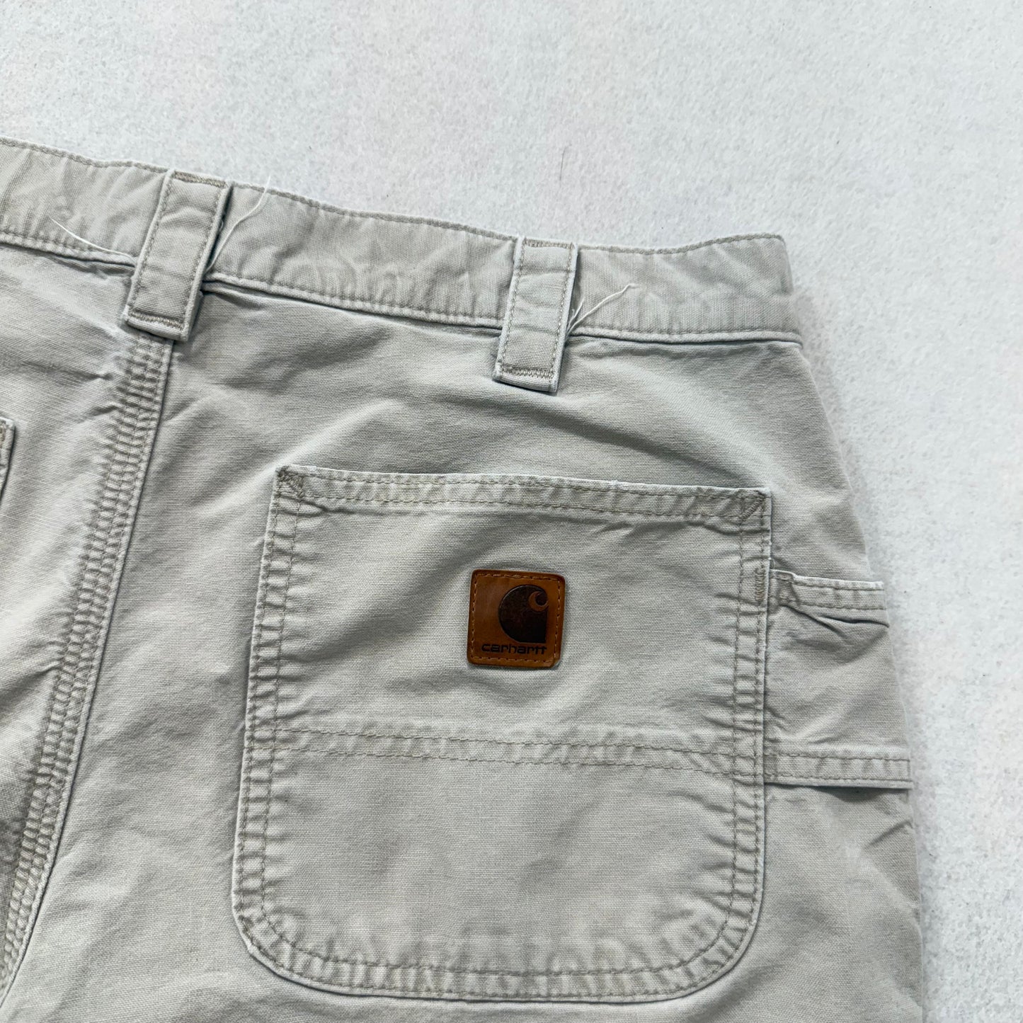 Carhartt Mens Tan Cotton Loose Fit Carpenter Shorts Utility Pockets Logo Size 34