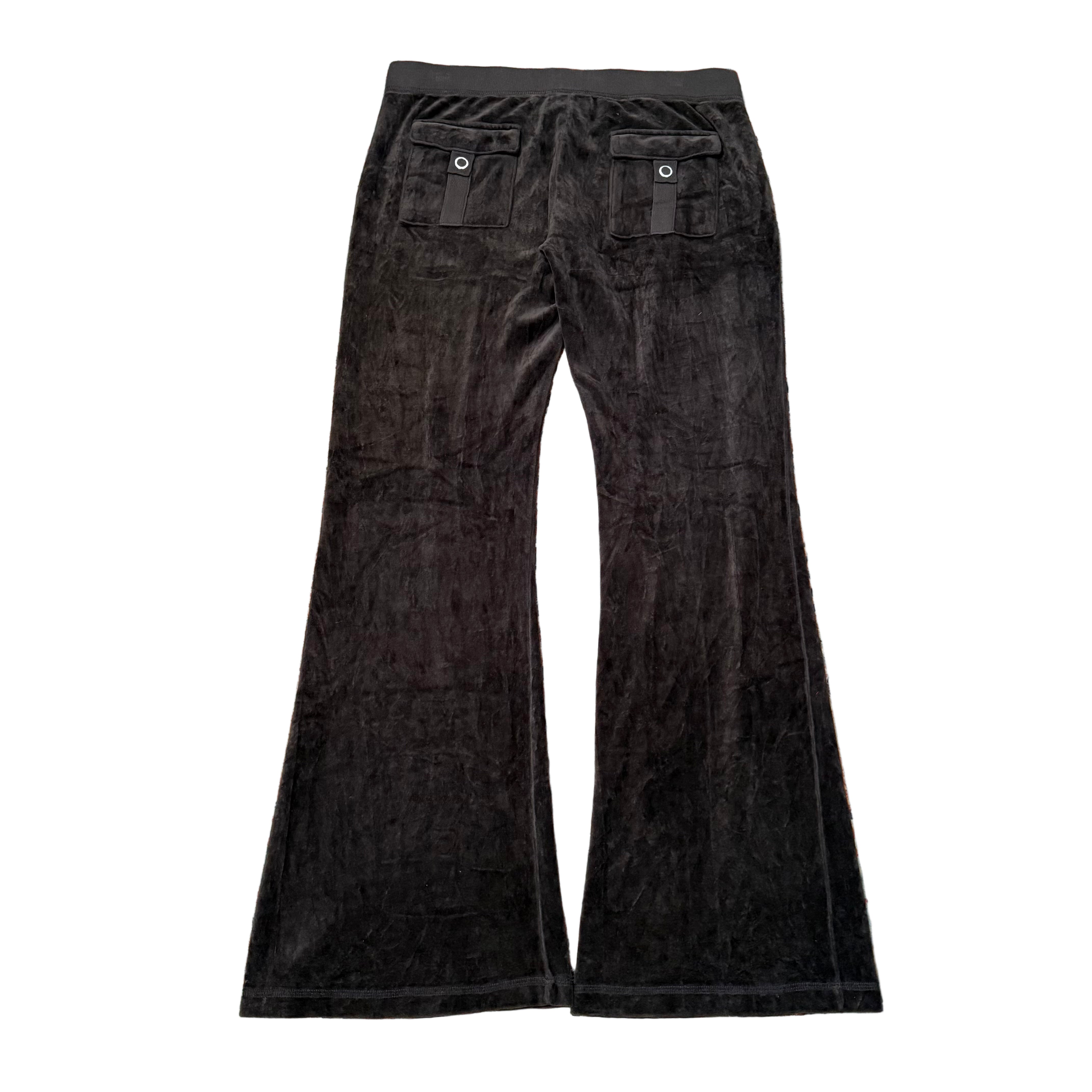 Vintage Juicy Couture Brown Velour Flare Pants Snap Pocket Size M