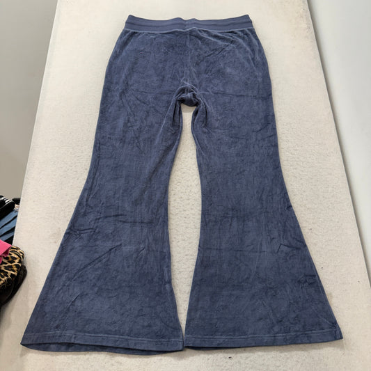 Juicy Couture Women's Navy Blue Velour Flared Leg Track Pants Loungewear Size XL