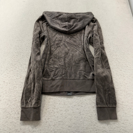 Juicy Couture Women's Charcoal Gray Velour Zip-Up Hoodie Loungewear Y2K Size M