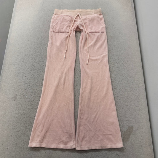 2003 Vintage Juicy Couture Women's Baby Pink Velour Flared Track Pant Y2K Size P