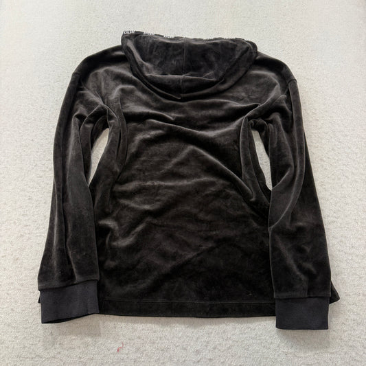 Justice Girls's Black Quarter Zip Pullover Hoodie Drawstring Pockets Logo Size L