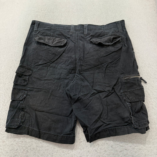 Faded Glory Cargo Shorts Men's Black Cotton Utility Pockets Casual Size 38 photo 2