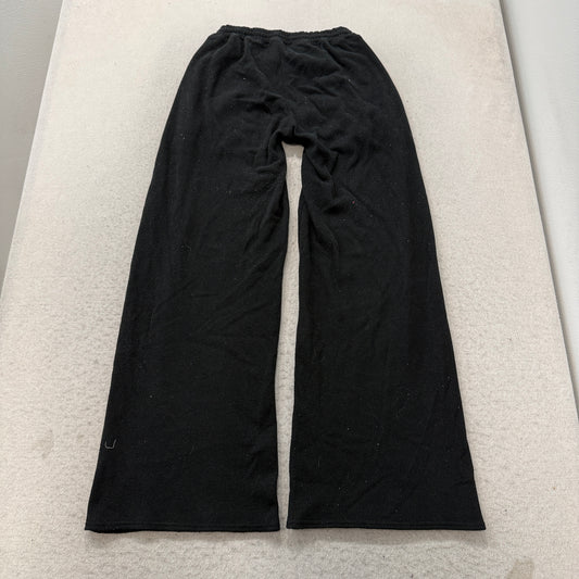 Gilly Hicks Womens Black Waffle Knit Trouser Wide Leg Drawstring Pockets Size XS