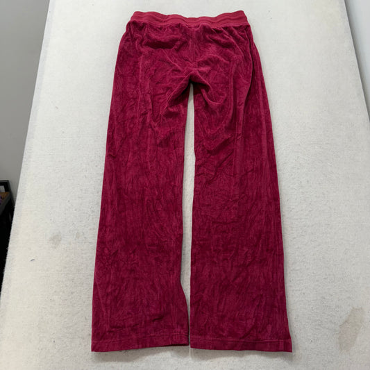 Juicy Couture Women's Wine Red Velour Flared Track Pant Low Rise Preppy Size M