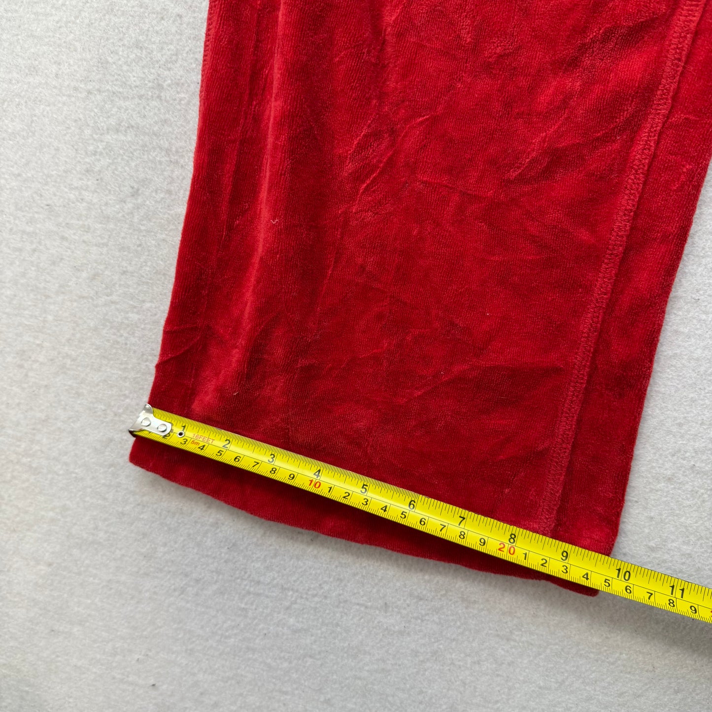 Vintage Juicy Couture Women's Bright Red Velour Straight Leg Track Pants Size L