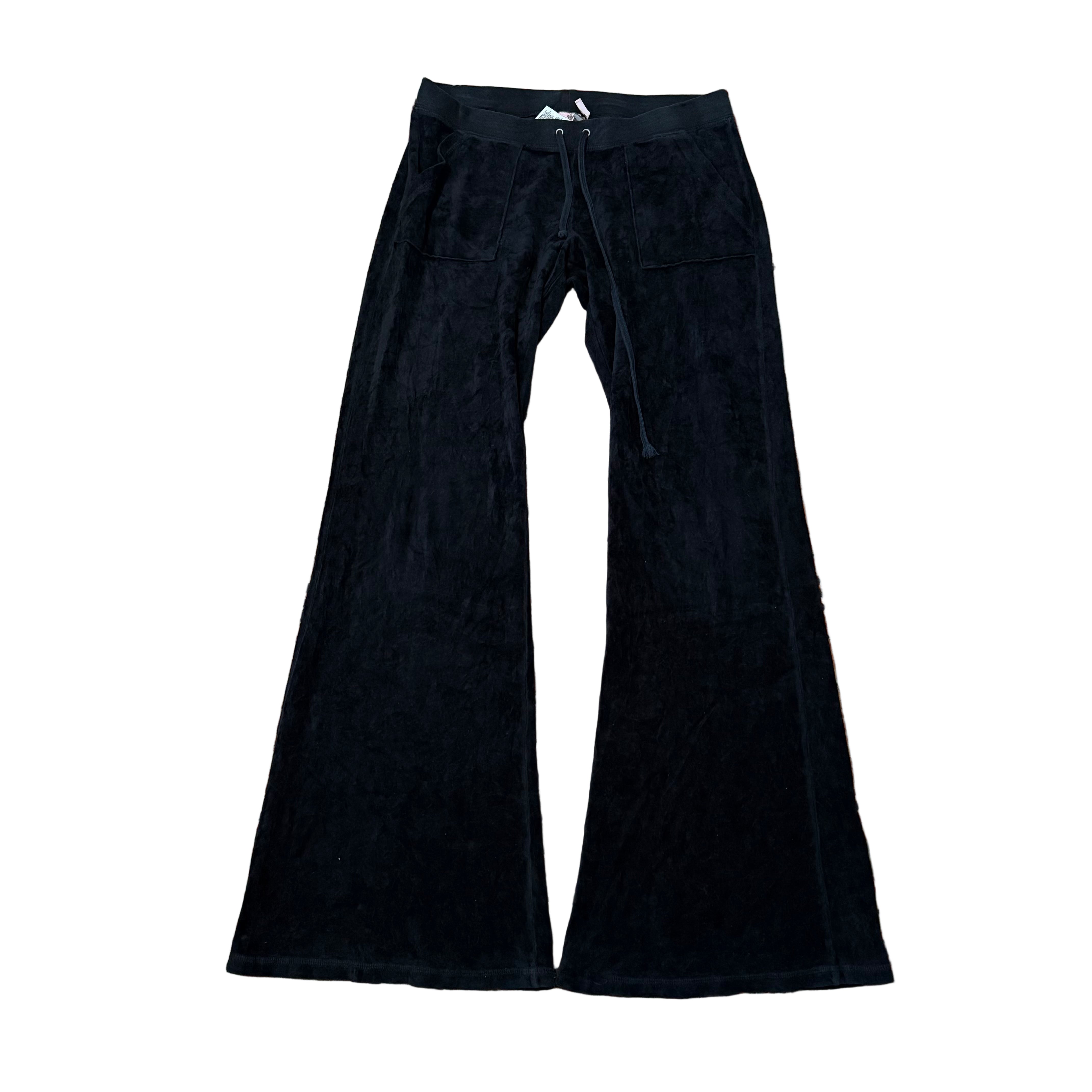Vintage Juicy Couture Black Velour Flare Pants Size M