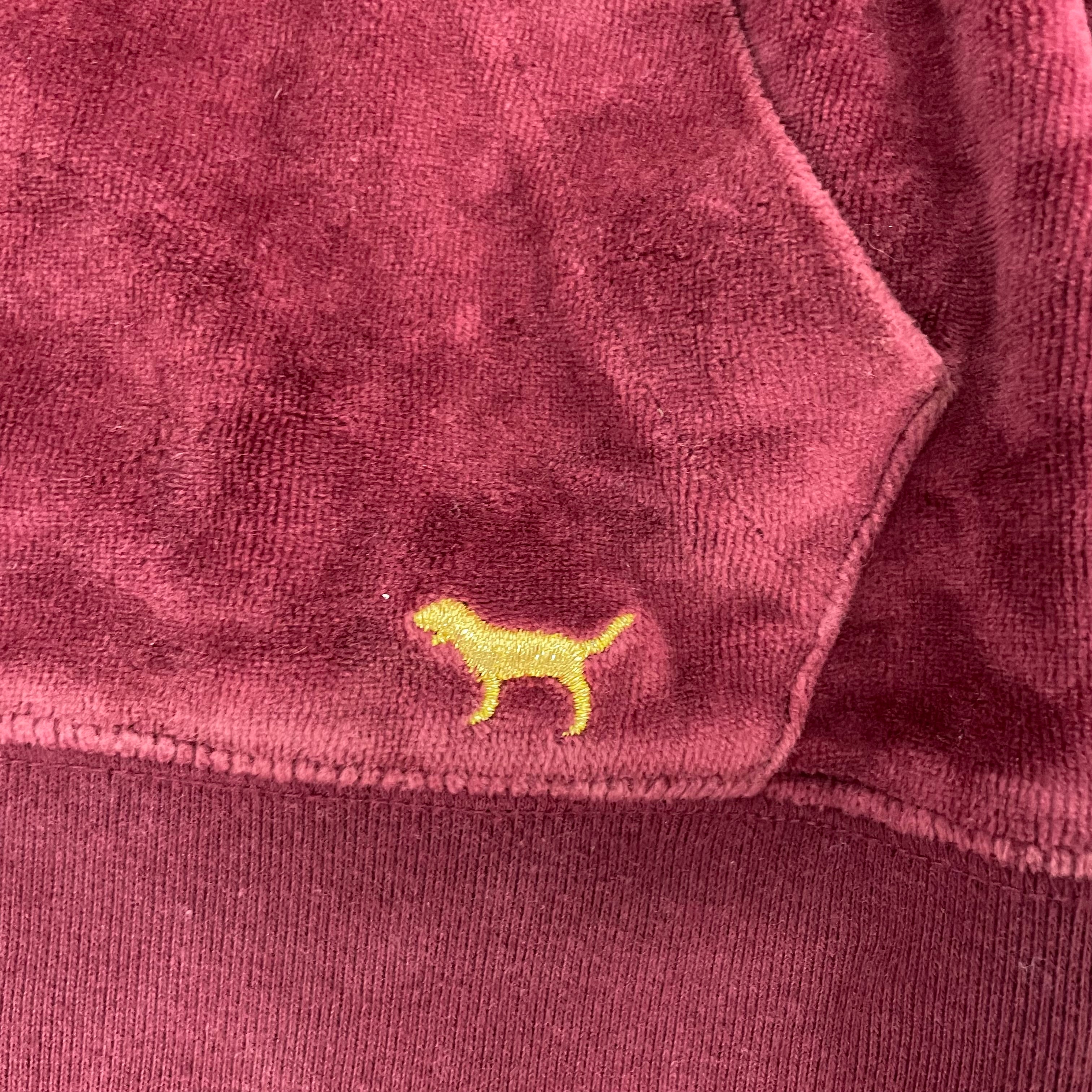 Vintage Victoria’s Secret PINK Burgundy Velour Hoodie with Embroidered Back Logo Size M