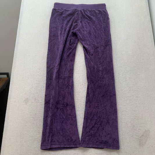 Juicy Couture Women's Purple Velour Flared Track Pant Pockets Preppy Y2K Size M