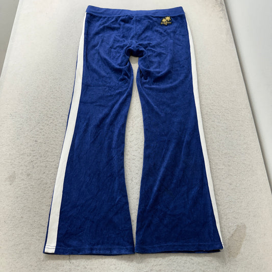 Juicy Couture Womens Cobalt Blue Terry Cloth Flared Track Pants Side Striped - L