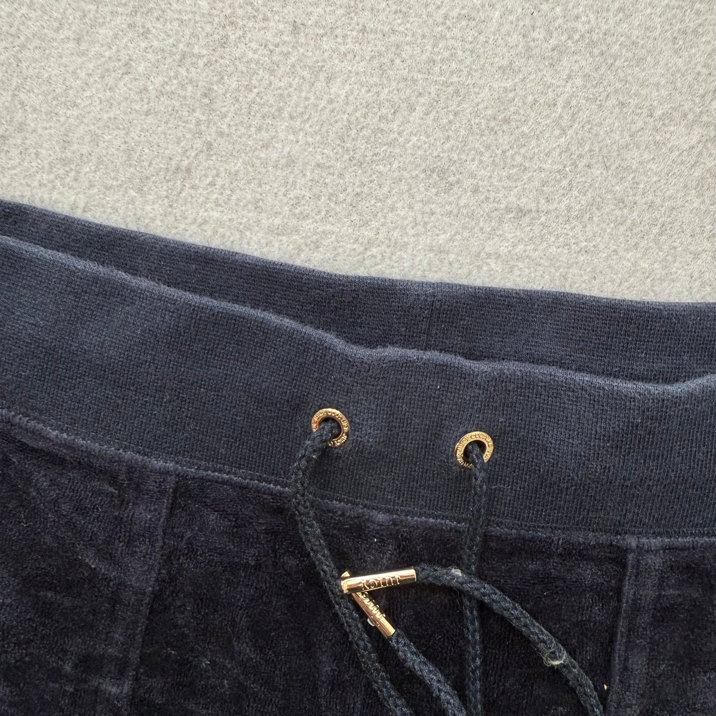 Juicy Couture Women's Navy Blue Velour Flared Track Pant Back Snap Pocket Size S