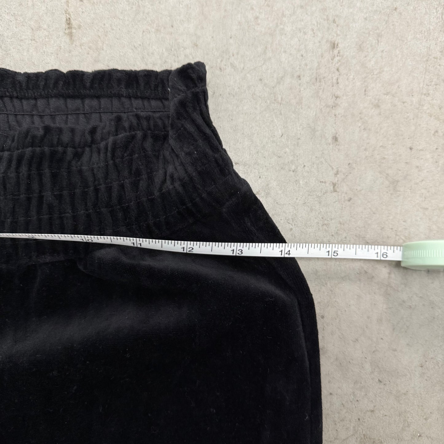Black VINTAGE Velour Juicy Couture Flared Pants w/ RARE UNIQUE LACE DETAIL SIZE M