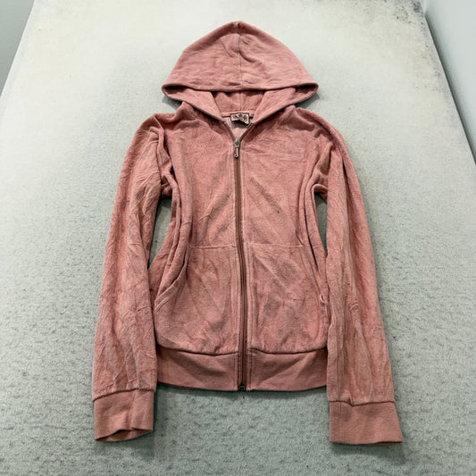 Vintage Juicy Couture Women's Coral Velour Tracksuit Set Hoodie & Pant Size S/M