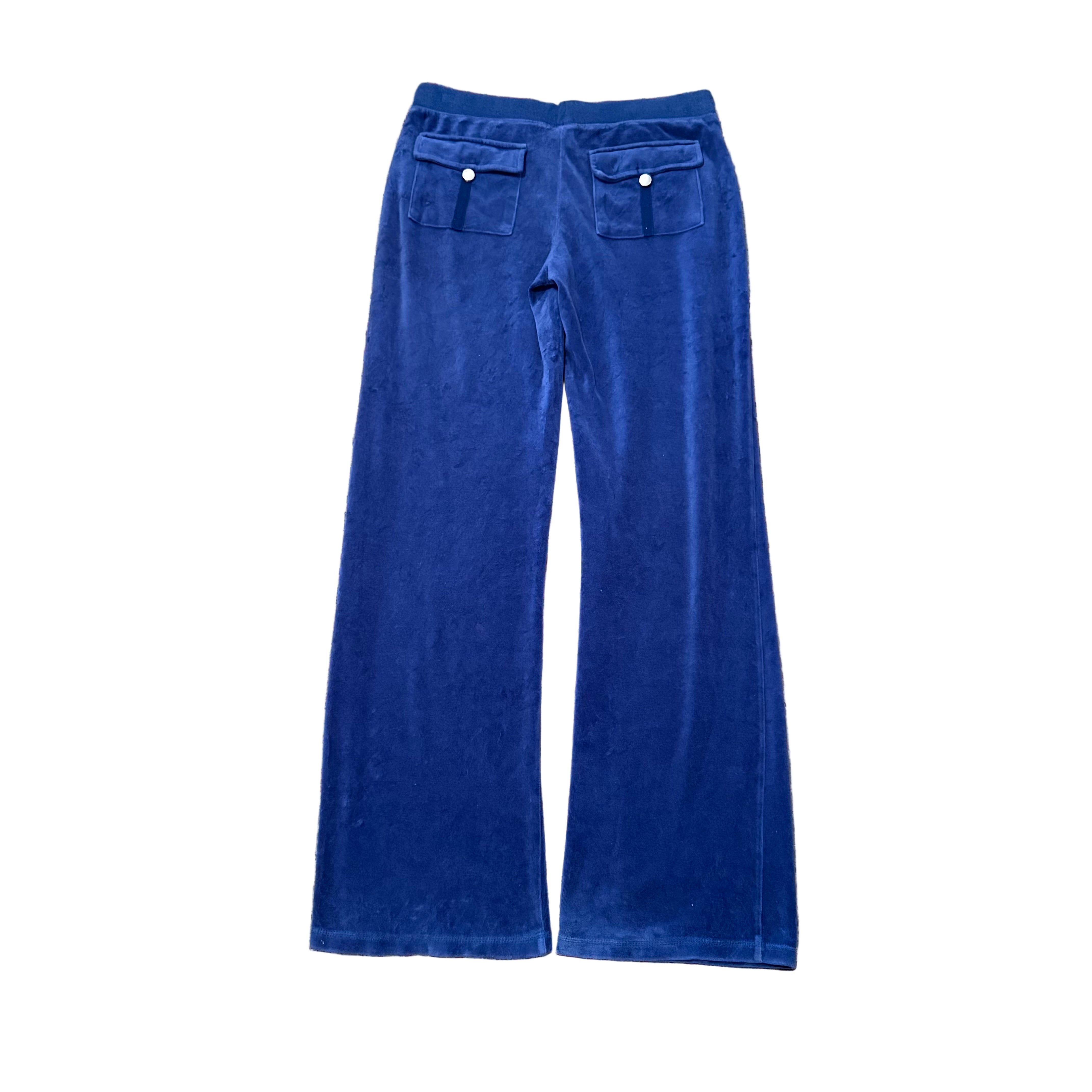 Vintage Juicy Couture Royal Blue Velour Snap Pocket Pants Size M