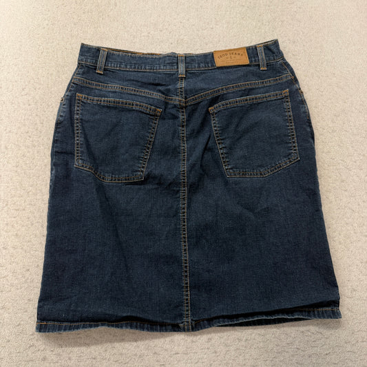 Izod Jeans Denim Skirt Women's Dark Wash Blue Knee Length Pencil Size 8 photo 2