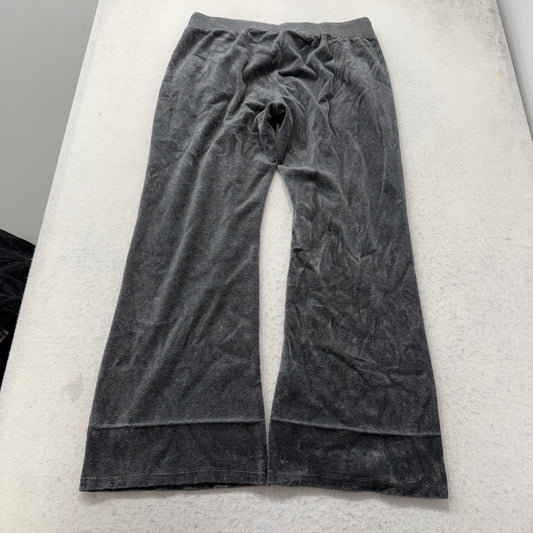 Vintage Juicy Couture Women's Gray Velour Flared Track Pants Drawstring Size L