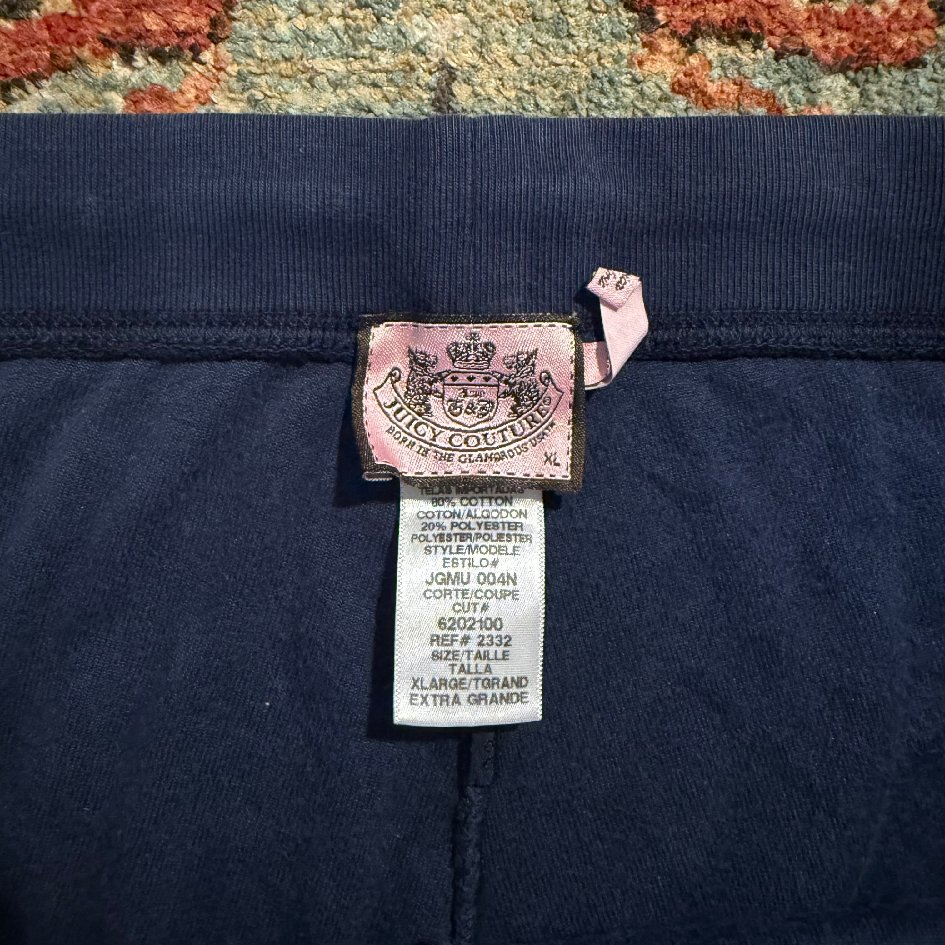 Vintage Juicy Couture Navy Velour Flared Pants Size XL