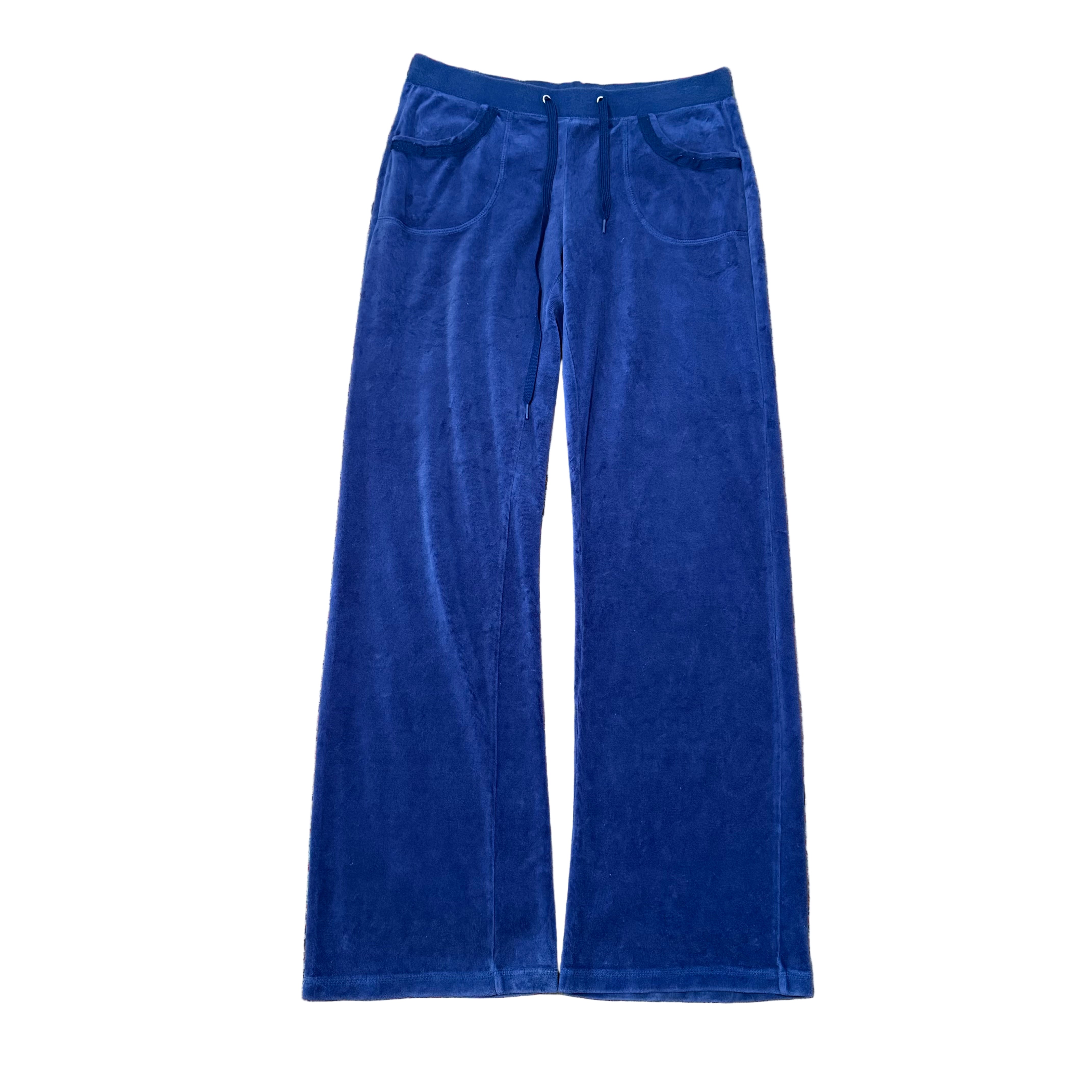 Vintage Juicy Couture Royal Blue Velour Snap Pocket Pants Size M