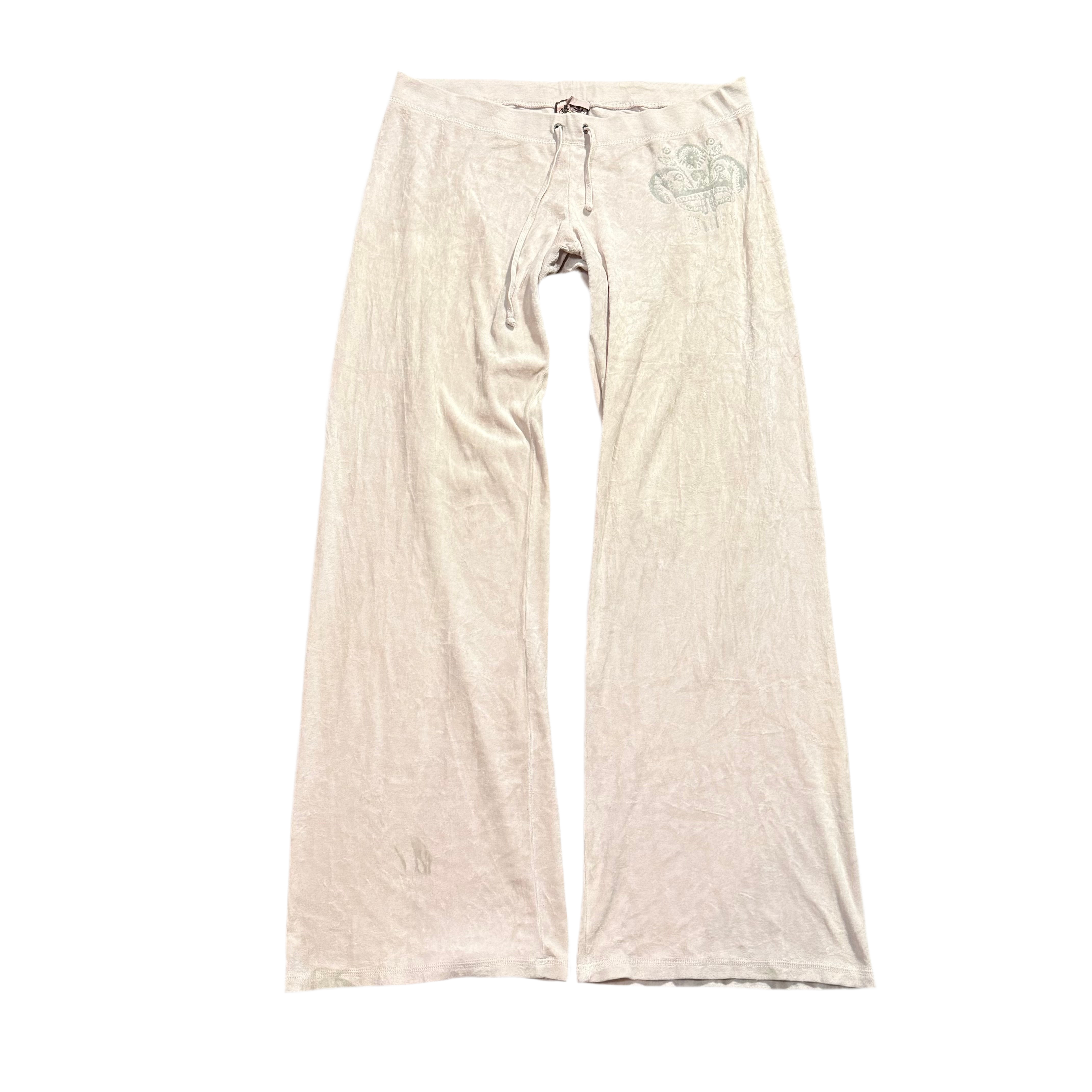 Vintage Juicy Couture Baby Pink Velour Crown Logo Pants Size XL
