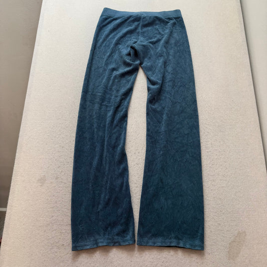 Juicy Couture Women's Regal Blue Terry Cloth Flare Track Pants Drawstring Size P
