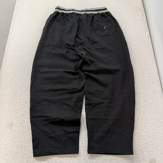 Nautica Women's Black Fleece Sweatpants Drawstring Pockets Classic Y2K Size L
