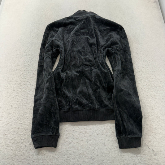 Lauren Ralph Lauren Women's Black Velour Button Up Jacket Crest Gold Buttons - M