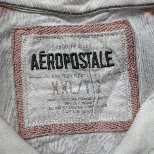 Vintage Y2K 2000's Aeropostale Cream Striped Polo Shirt
