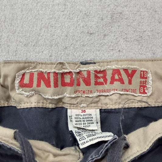 Vintage Y2K 2000's Union Bay Charcoal Grey Baggy Faded Cargo Shorts