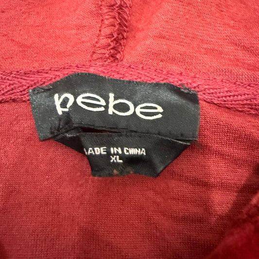 Vintage Y2K 2000's Bebe Burgundy Oversized Zip Up Crushed Velvet Hoodie