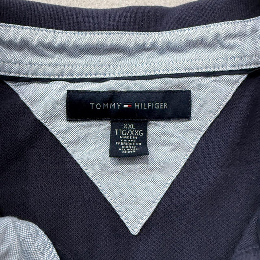 Vintage Y2K 2000's Tommy Hilfiger Navy Oversized Polo Shirt