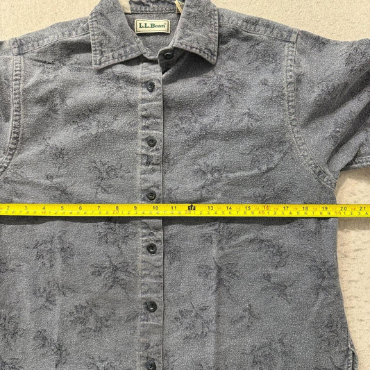 Vintage Y2K 2000's Women's L.L.Bean Faded Boxy Floral Denim Shirt
